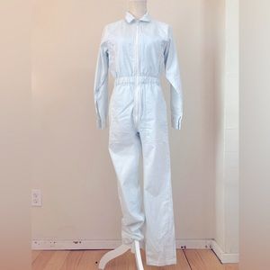 Pale ice blue coveralls by Everybody , Margot Jacobs & Ed Brachfeld